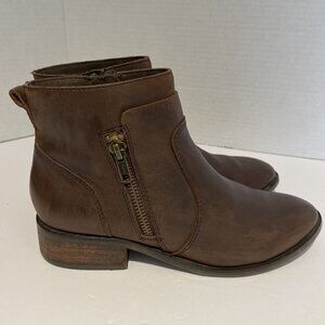 CROWN VINTAGE Womens Leather Ankle Boot Size 6M Cathy Side Zip Brown Blogger Fav